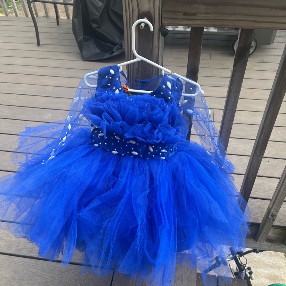 Beautiful Blue Tulle Dress with Polka Dot Accents
